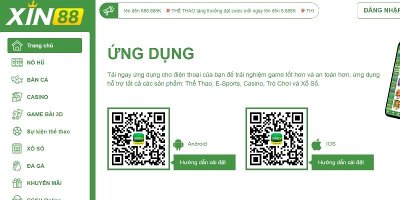 Hướng dẫn tải app xin88